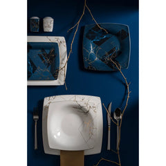 Karaca Fine Pearl Midnight 62-piece dinnerware set square mother of pearl for 12 people