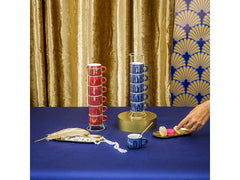 Bialetti Espressotasse Deco Glam 90 ml, 6 Stück, Blau