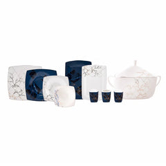 Karaca Fine Pearl Midnight 62-piece dinnerware set square mother of pearl for 12 people