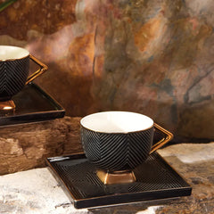 Ensemble de tasses à café pour 2 personnes Karaca Art Déco Noir Noir