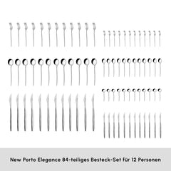 Karaca New Porto Elegance Besteck-Set für 12 Personen, 84-teilig