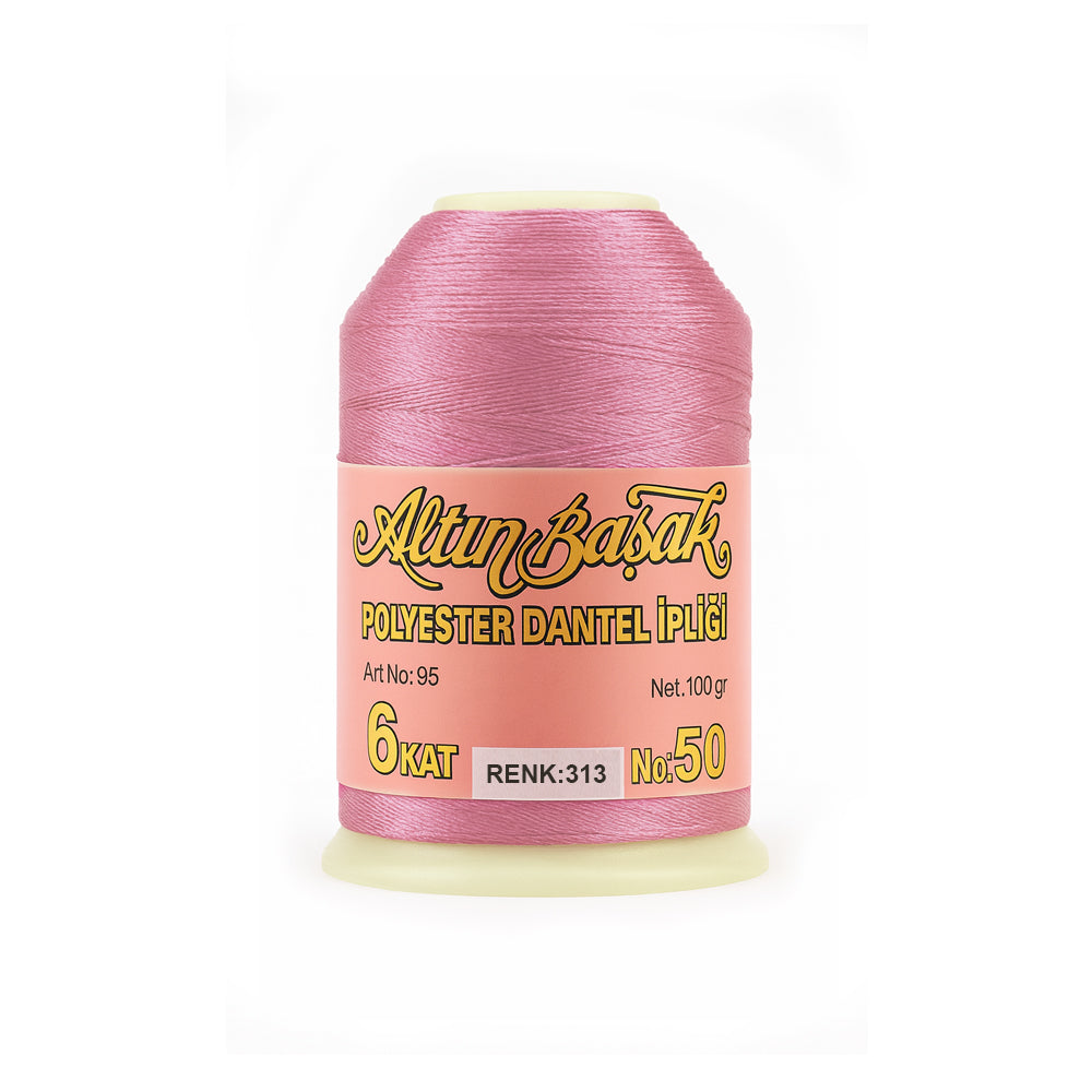 Altınbaşak Polyester-Spitzengarn 100 g, 6-fach, Nr. 50, Farbe: 313 Pink