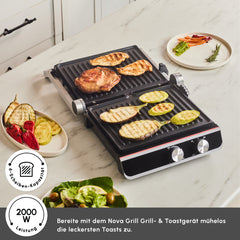 Karaca Nova Grill Kontaktgrill & Sandwich-Toaster mit Timer, 2000 W, Inox