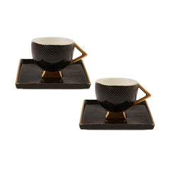 Ensemble de tasses à café pour 2 personnes Karaca Art Déco Noir Noir