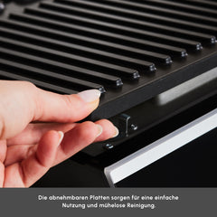Karaca Nova Grill Kontaktgrill & Sandwich-Toaster mit Timer, 2000 W, Inox