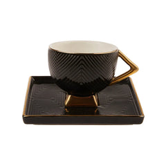 Ensemble de tasses à café pour 2 personnes Karaca Art Déco Noir Noir