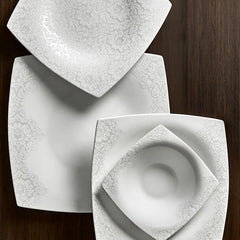 Karaca Fine Pearl Helen 62-piece dinner service square for 12 people