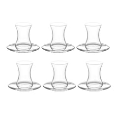 LAV DEMETS1 Demet 12 Piece Turkish Tea Glasses Tea Glass Set 6 Persons Cay Bardak Seti