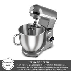 Karaca Mastermaid Chef Ultra D2000W Küchenmaschine mit Digitaldisplay, 7 Liter, Galaxy Grey