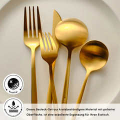 Karaca Orion Mattgold 30-teiliges Besteckset für 6 Personen