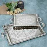 DALGIC GÜMÜS 2210SET2 – 2-teiliges rechteckiges Metallserviertablett