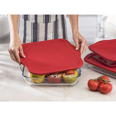 Pasabahce 59024 Borcam with lid - casserole dish, baking dish, serving dish square made of glass, 32 x 28 cm~3.2 liters