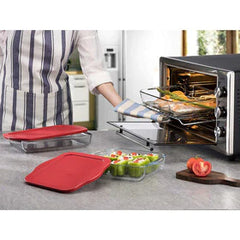 Pasabahce 59024 Borcam with lid - casserole dish, baking dish, serving dish square made of glass, 32 x 28 cm~3.2 liters