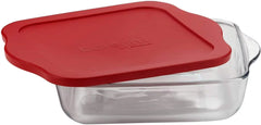 Pasabahce 59024 Borcam with lid - casserole dish, baking dish, serving dish square made of glass, 32 x 28 cm~3.2 liters