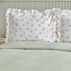 Karaca Lidya Tagesdecken-Set für Einzelbett Grün aus 100 % Baumwolle, 3-teilig