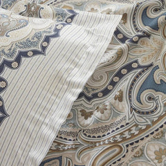 Karaca Lemy Satin Bettwäsche-Set für Doppelbett Blau aus 100 % Baumwolle