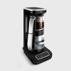 Karaca Çaysever Robotea Pro 4 in 1 Sprechende Automatische Glas-Teemaschine, Wasserkocher und Filterkaffeemaschine, Schwarz Chrom, 2500W