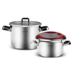 Karaca Orbit Schnellkochtopf-Set 6 + 8 Liter Rot aus Edelstahl