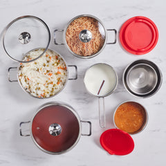 Karaca Induktions Stahl Kochgeschirr Set mit Vorratsbehälter, 13 Teilig