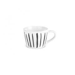 Karaca Linda Streifen Kaffeetasse aus Porzellan, Weiss, 350 ml