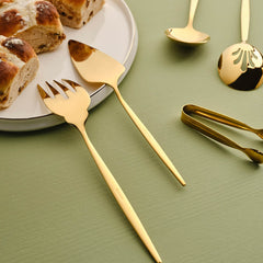 Karaca Orion Shiny Gold Servierbesteck-Set aus Edelstahl, Gold, 7-teilig