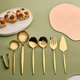 Karaca Orion Shiny Gold Servierbesteck-Set aus Edelstahl, Gold, 7-teilig