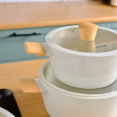 Karaca Swiss Crystal Almond Cream – 7-teiliges induktionsfähiges Kochtopf-Set