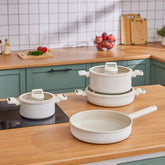 Karaca Swiss Crystal Ceramica Valenti Kochgeschirr-Set Induktionsgeeignet, 7-teilig