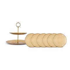 Karaca Dune Dessertset aus Glas für 6 Personen, Braun, 7-teilig