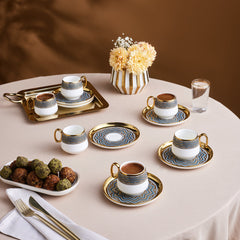 Karaca Suadiye – 12-teiliges Kaffeetassen-Set für 6 Personen (90 ml, Porzellan)