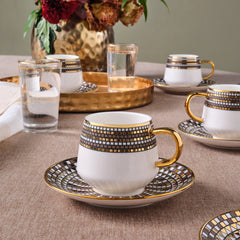 Karaca Belgin Kaffeetassenset, 12-teilig, für 6 Personen, 90 ml