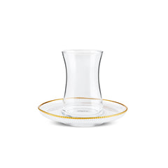 Karaca Juliet Teegläser-Set mit Goldrand für 6 Personen, 12-teilig, 170 ml