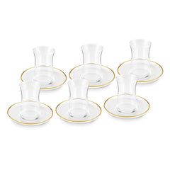Karaca Juliet Teegläser-Set mit Goldrand für 6 Personen, 12-teilig, 170 ml