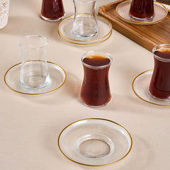 Karaca Juliet Teegläser-Set mit Goldrand für 6 Personen, 12-teilig, 170 ml