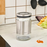 Karaca Stellum Vorratsglas aus Glas mit Deckel, Creme/Inox, 750 ml