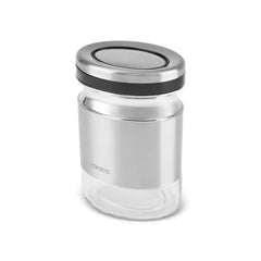 Karaca Stellum Vorratsglas aus Glas mit Deckel, Creme/Inox, 480 ml