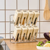 Karaca Luminous Gewürzglas-Set aus Acryl mit Stand, Creme, 9-teilig