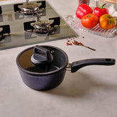 Karaca Aqua Granit Stielkasserolle mit Marmorbeschichtung, 18 cm
