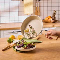 Karaca Swiss Crystal Almond Cream – 12-teiliges Kochgeschirr-Set mit Antihaftbeschichtung