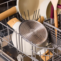 Karaca Swiss Crystal Almond Cream – 12-teiliges Kochgeschirr-Set mit Antihaftbeschichtung