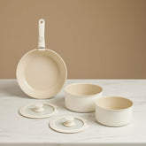 Karaca Comfort Keramik-Kochgeschirr-Set mit abnehmbarem Griff Creme, 6-teilig