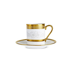 Karaca Royal Bone Charlotte – 6-teiliges Kaffeetassen-Set (90 ml) | Bone China Weiss mit Golddekor