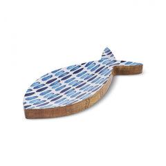 Karaca Home Mango Marin Fisch-Servierplatte aus Mangoholz Blau, 30 cm