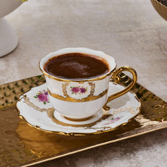 Karaca Royal Bone Elizabeth Espressotassen-Set für 6 Personen, 12-teilig, 90 ml