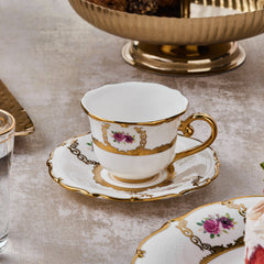 Karaca Royal Bone Elizabeth Espressotassen-Set für 6 Personen, 12-teilig, 90 ml