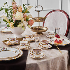 Karaca Royal Bone Elizabeth Espressotassen-Set für 6 Personen, 12-teilig, 90 ml