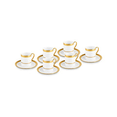 Karaca Royal Bone Victoria – 6-teiliges Kaffeetassenset (90 ml) | Bone China & Mehrfarbig