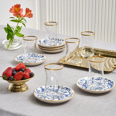 Karaca Mare – 12-teiliges Glas-Türkisches Tee-Set für 6 Personen (170 ml, transparent)