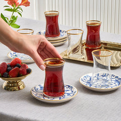 Karaca Mare – 12-teiliges Glas-Türkisches Tee-Set für 6 Personen (170 ml, transparent)