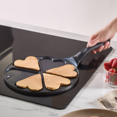 Karaca Fluffy Love – Antihaft-Pfannkuchenpfanne 26 cm mit Induktions-Keramikbeschichtung (Schwarz)